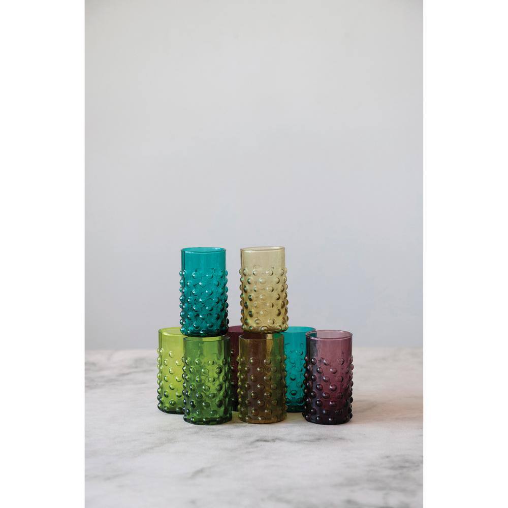 None Multi-Colored Hobnail Drinking Glass (Set of 4 Colors)