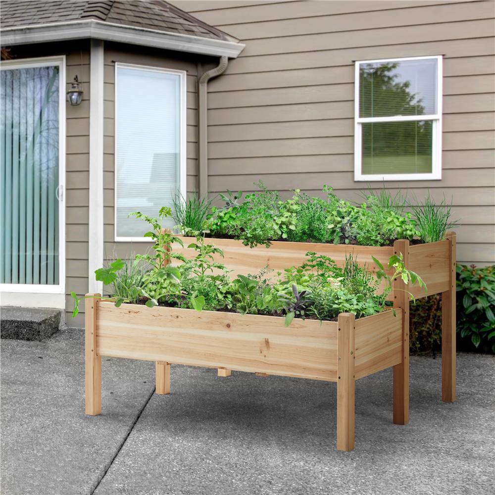 Yaheetech 47 in. L x 41 in. W x 29.5 in. H Wooden 2-tier Raised Garden Bed