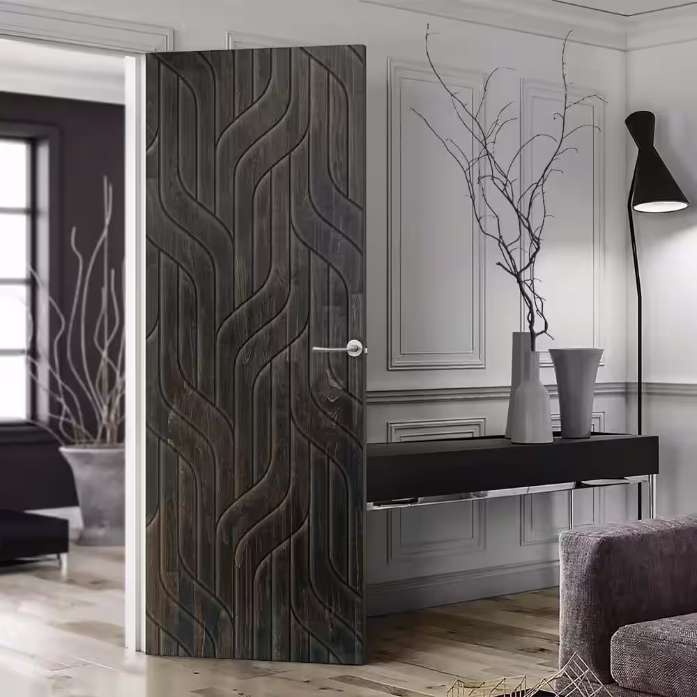 CALHOME 36 in. x 96 in. Hollow Core Charcoal Black Stained Solid Wood Interior Door Slab