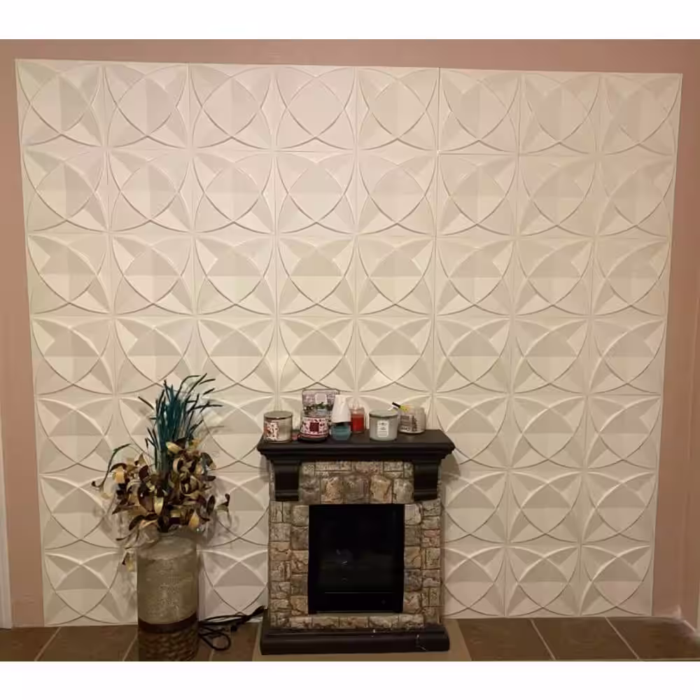 Art3d White 11.8 in. x 11.8 in. Decorative Textured PVC 3D Wall Panels Interior Wall Decor (Pack of 33-Tiles) (32 sq.ft./Box)