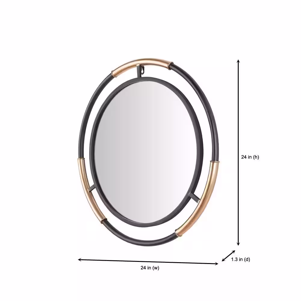 StyleWell Medium Round Black and Gold Modern Accent Mirror