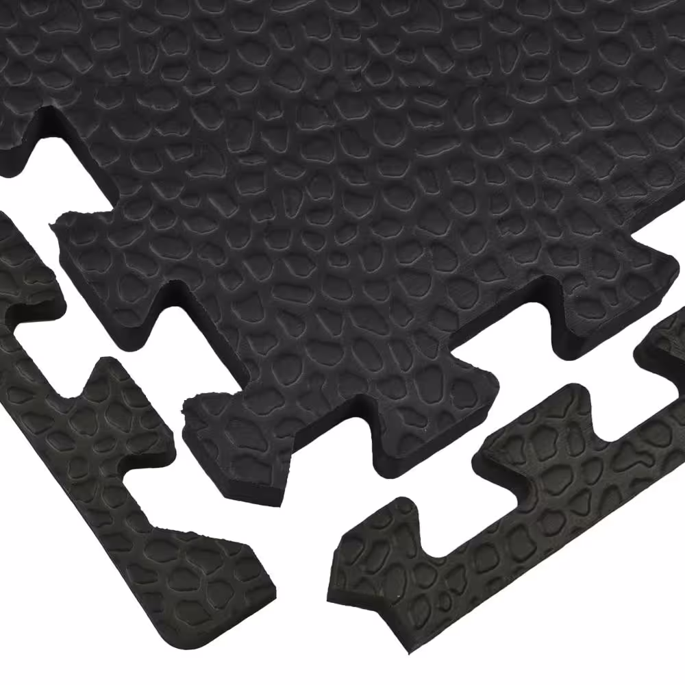 Greatmats Pebble Top Lite Black 24 in. x 24 in. x 0.39 in. Foam Home Gym Interlocking Floor Tile (Case of 25)