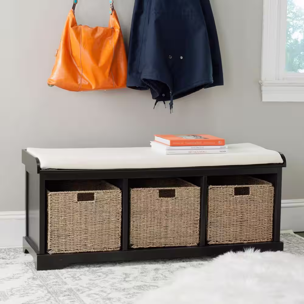 SAFAVIEH Lonan Black Storage Bench