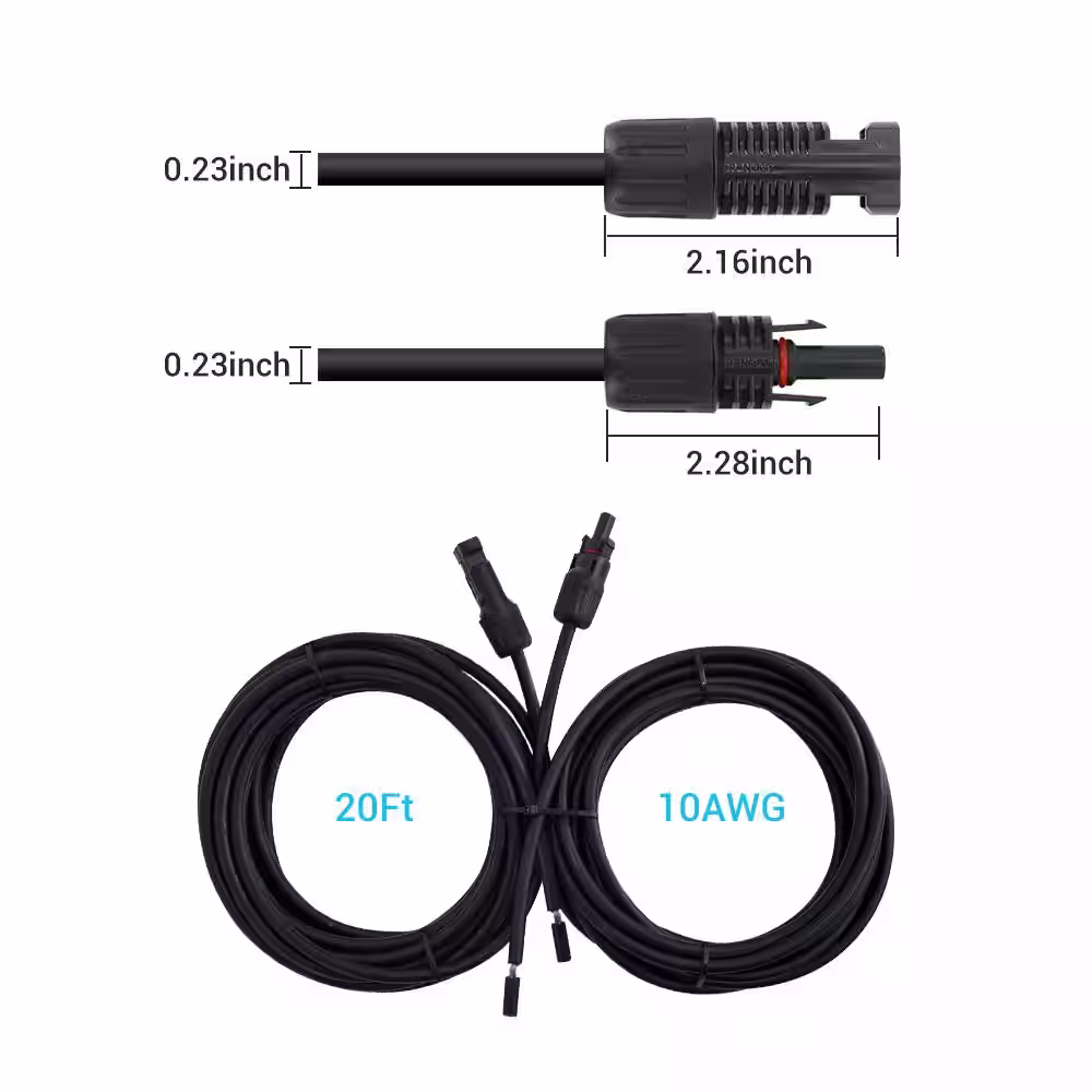 Renogy 20 ft. 10 AWG Solar Panel and Charge Controller Connector Adaptor Kit Cables