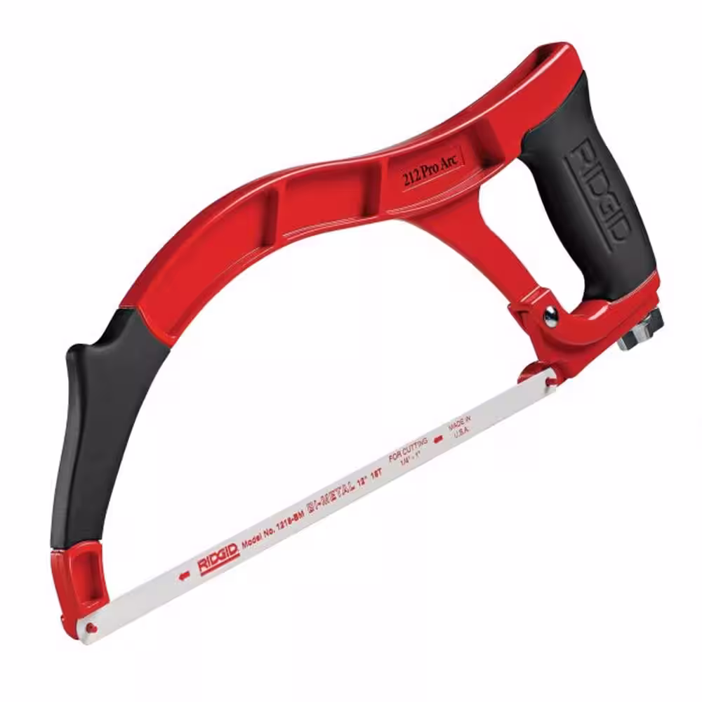 RIDGID 212 Pro Arc Aluminum High-Tension Hacksaw with 12 in. Blade & Rubberized Grip (Blade Cuts 45 or 90 Degree Angles)