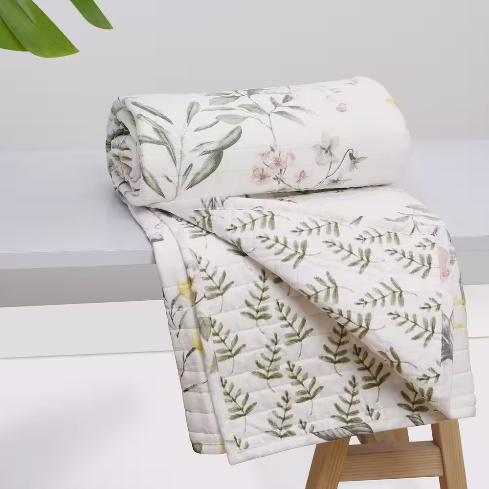 None Viviana Multi-Color Floral/Botanical Quilted Cotton Throw Blanket