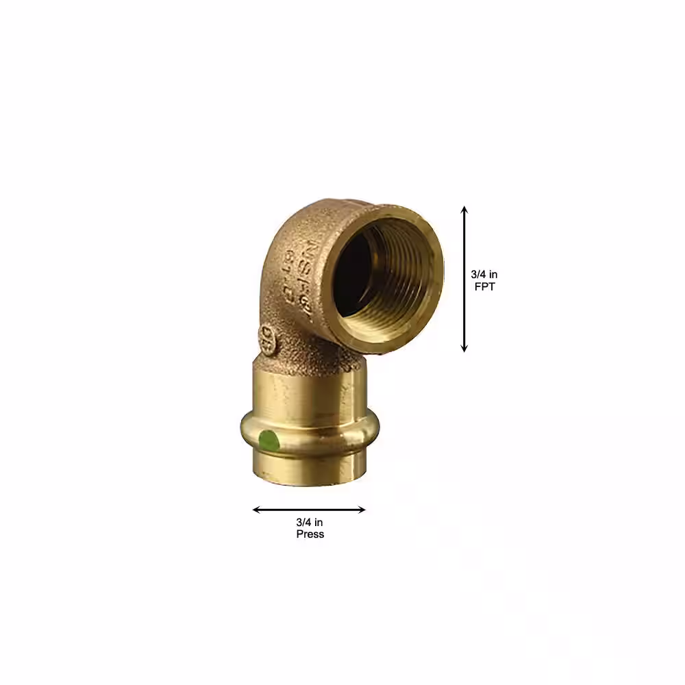 Viega ProPress 3/4 in. Press x 3/4 in. FPT Zero-Lead Bronze 90Â° Elbow (5-Pack)