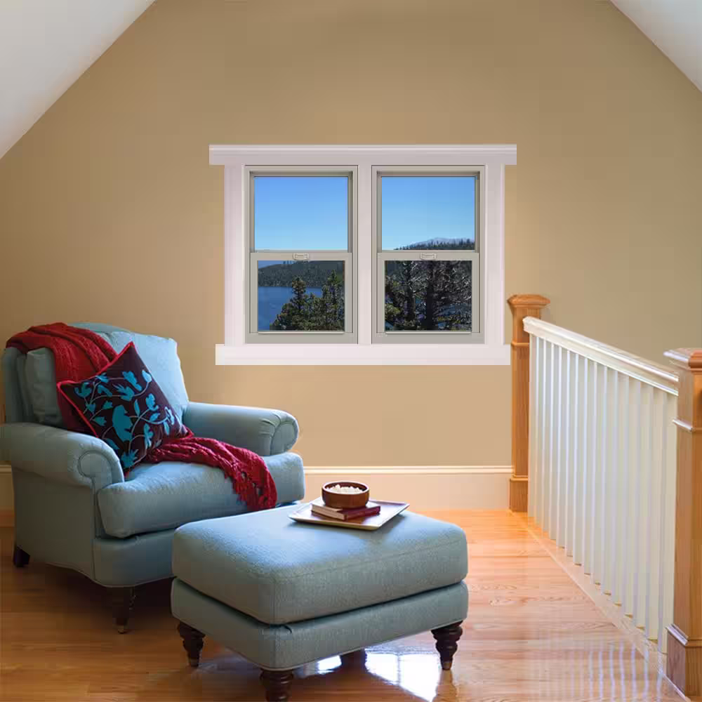 JELD-WEN 24 in. x 36 in. V-4500 Series Black FiniShield Single-Hung Vinyl Window with Fiberglass Mesh Screen