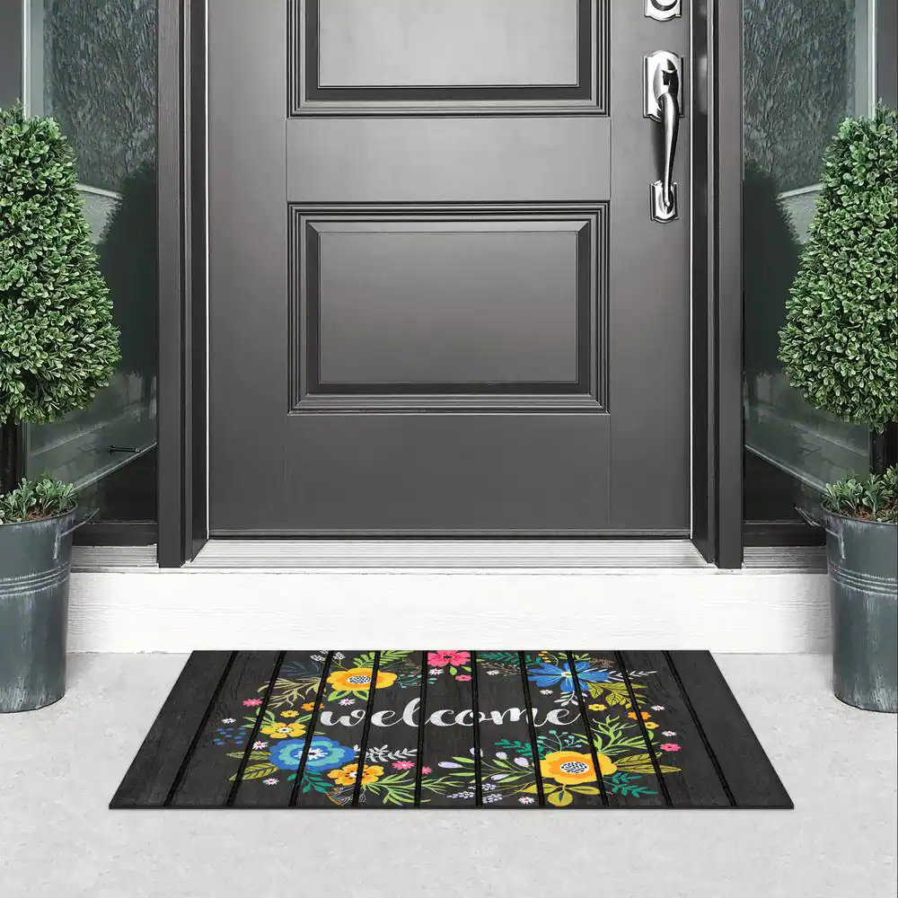 StyleWell Floral Wreath 24 in. x 36 in. Door Mat