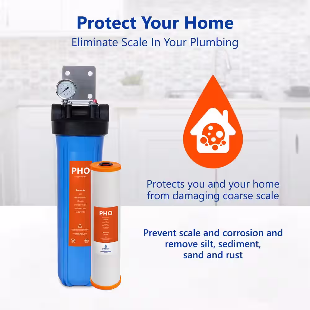 Express Water 1-Stage Whole House Water Filtration System - Anti Scale Home Filter with Pressure Gauge, Easy Release, 1 in. Connection
