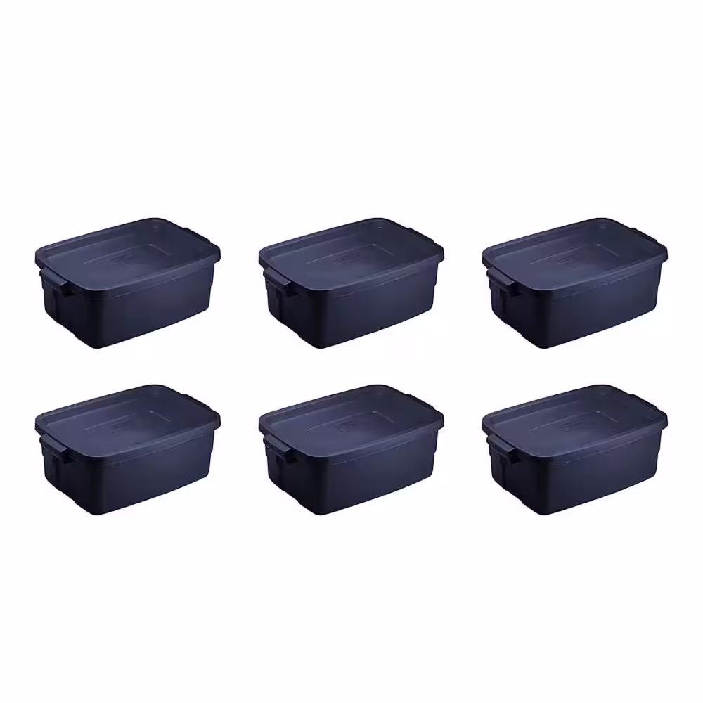 Rubbermaid 3-Gal. Stackable Storage Container, Dark Indigo Metallic (12 Pack)