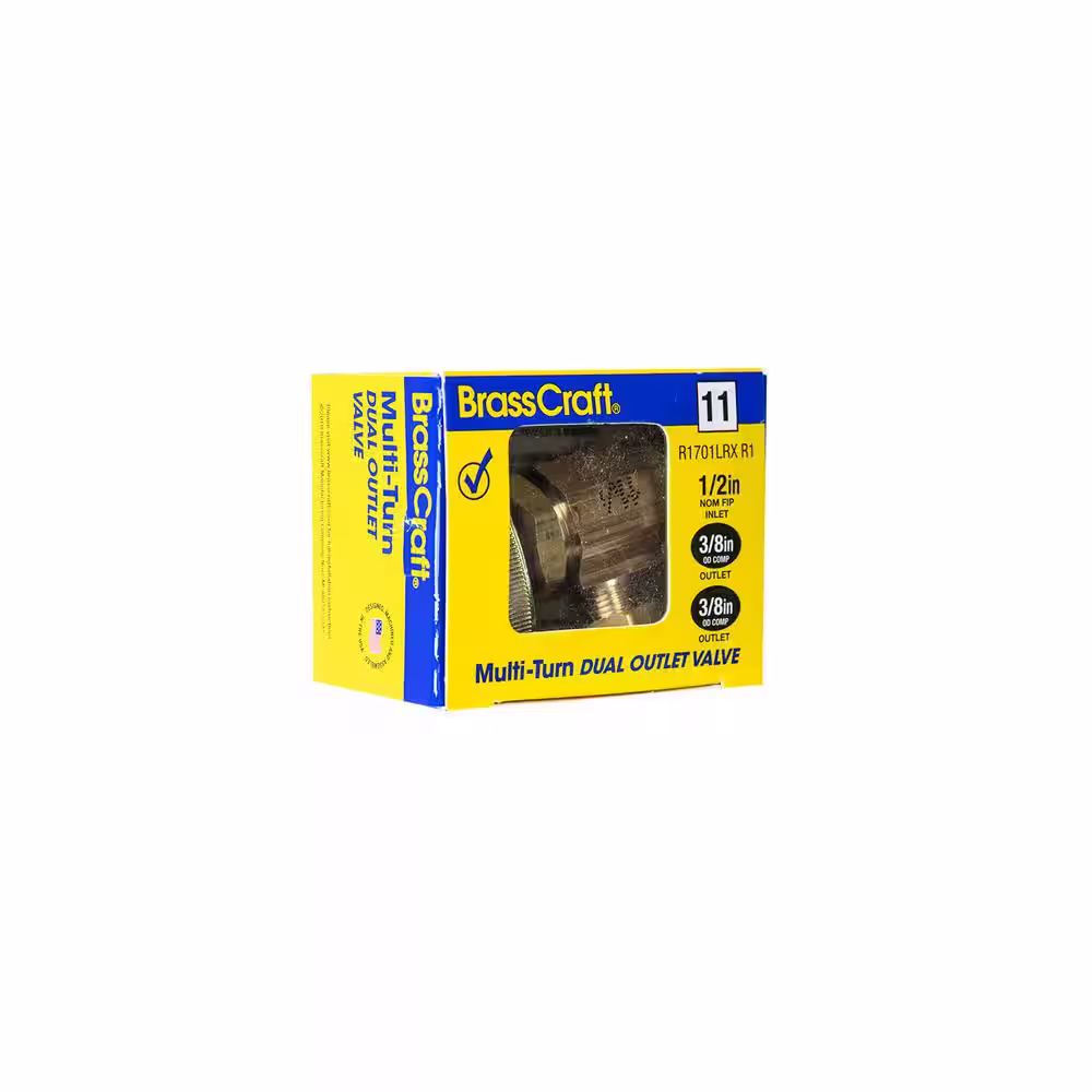 BrassCraft 1/2 in. FIP Inlet x 3/8 in. O.D. Compression x 3/8 in. O.D. Compression Dual Outlet Multi-Turn Valve