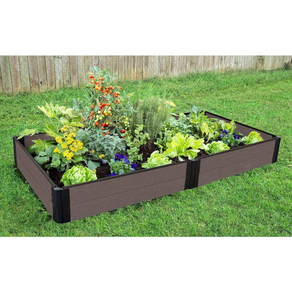 Frame It All One Inch Series 4 ft. x 8 ft. x 11 in. Weathered Wood Composite Raised Garden Bed
