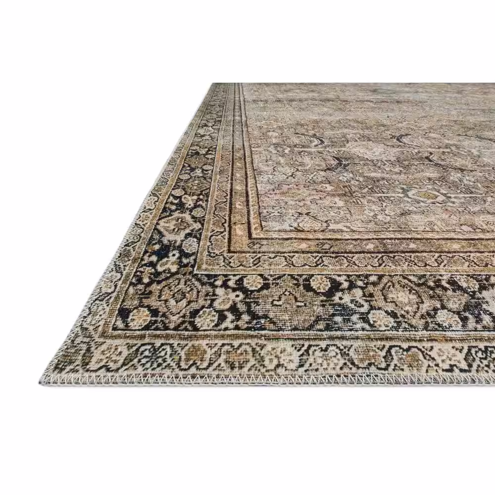 LOLOI II Layla Olive/Charcoal 9 ft. 6 in. x 14 ft. Printed Traditional Area Rug