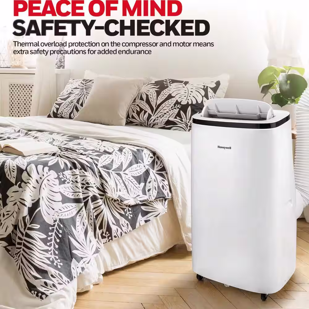 Honeywell 12,000 BTU Portable Air Conditioner with Dehumidifier in Black and White