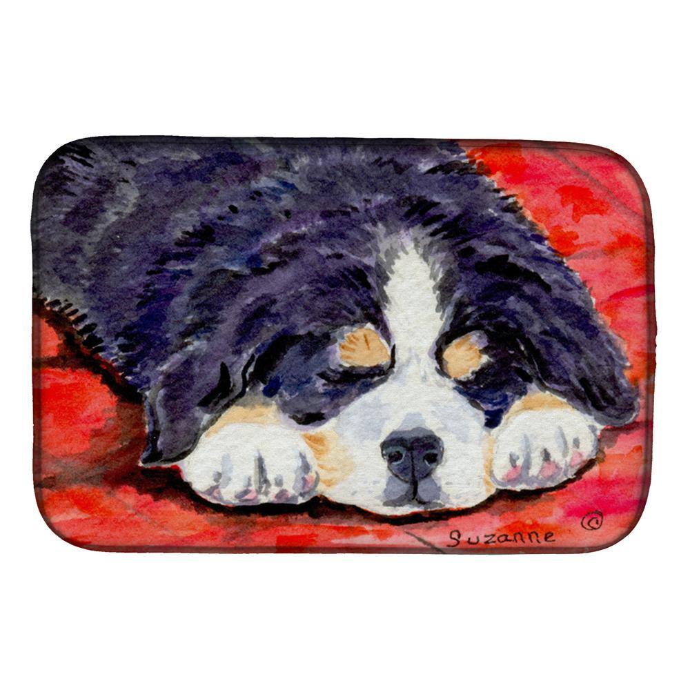Caroline's Treasures 14 in. x 21 in. Multicolor Bernese Mountain Dog Dish Drying Mat