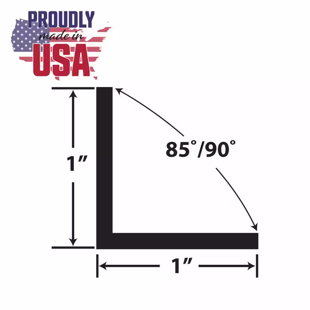 None 1 in. D x 1 in. W x 36 in. L Black Styrene Plastic 90Â° Even Leg Angle Moulding 12 Total Lineal Feet (4-Pack)