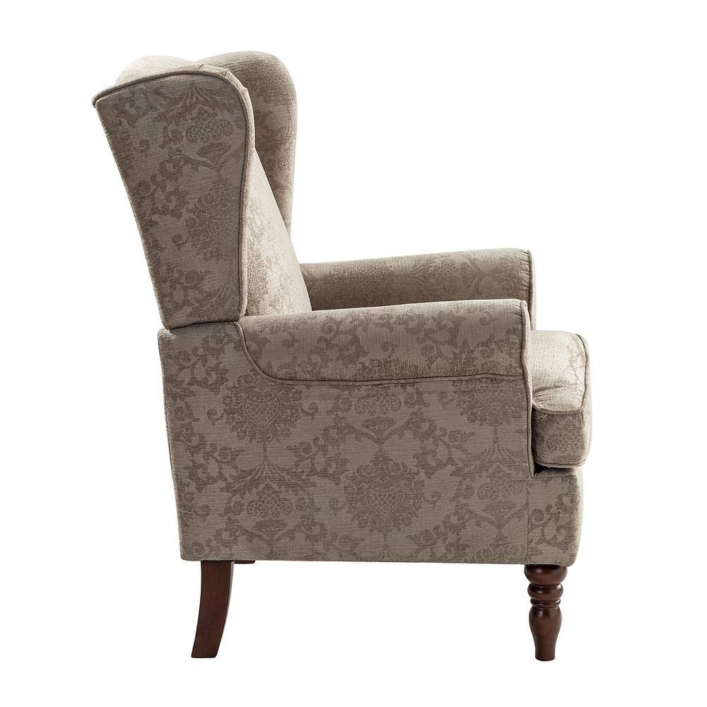JAYDEN CREATION Daunus Brocade Traditional Style Upholstered Armchair with Turned Legs (Set of 2)