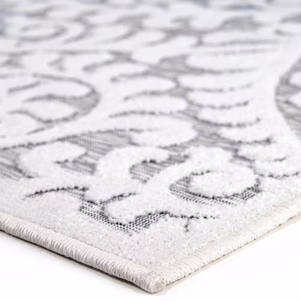 My Texas House Lady Bird Gray 7 ft. x 10 ft. Indoor/Outdoor Area Rug
