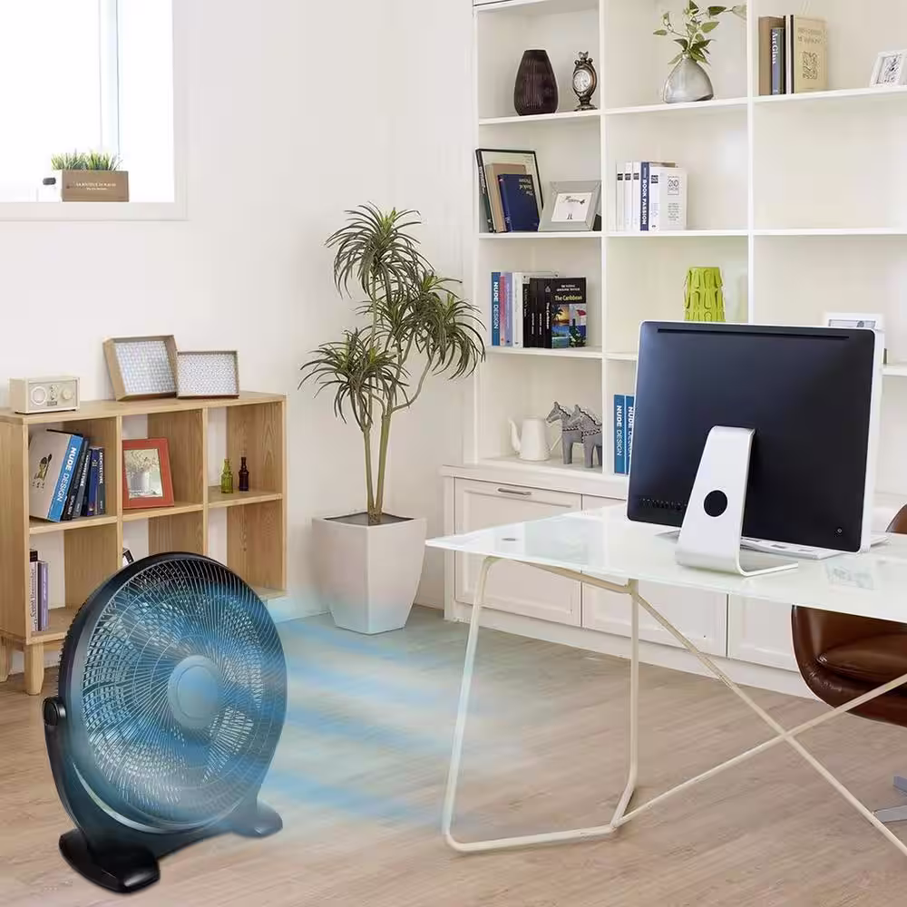 Aoibox 18 Inch Black 3-Speed Plastic Floor Fans Oscillating Quiet for Home Commercial, Greenhouse Use, Outdoor/Indoor