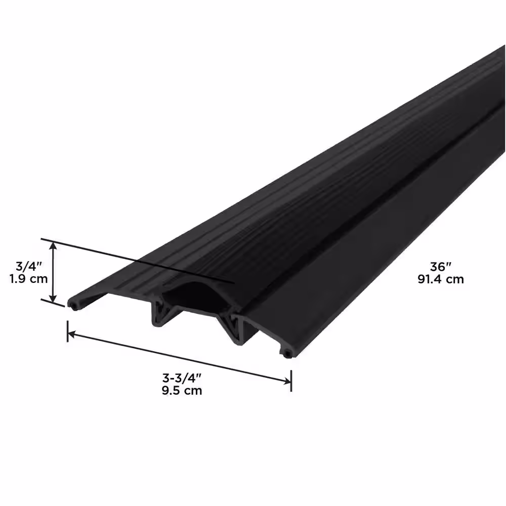 M-D Building Products 3-3/4 in. x 3/4 in. x 36 in. Black Aluminum and Vinyl Heavy-Duty Low-Profile Threshold