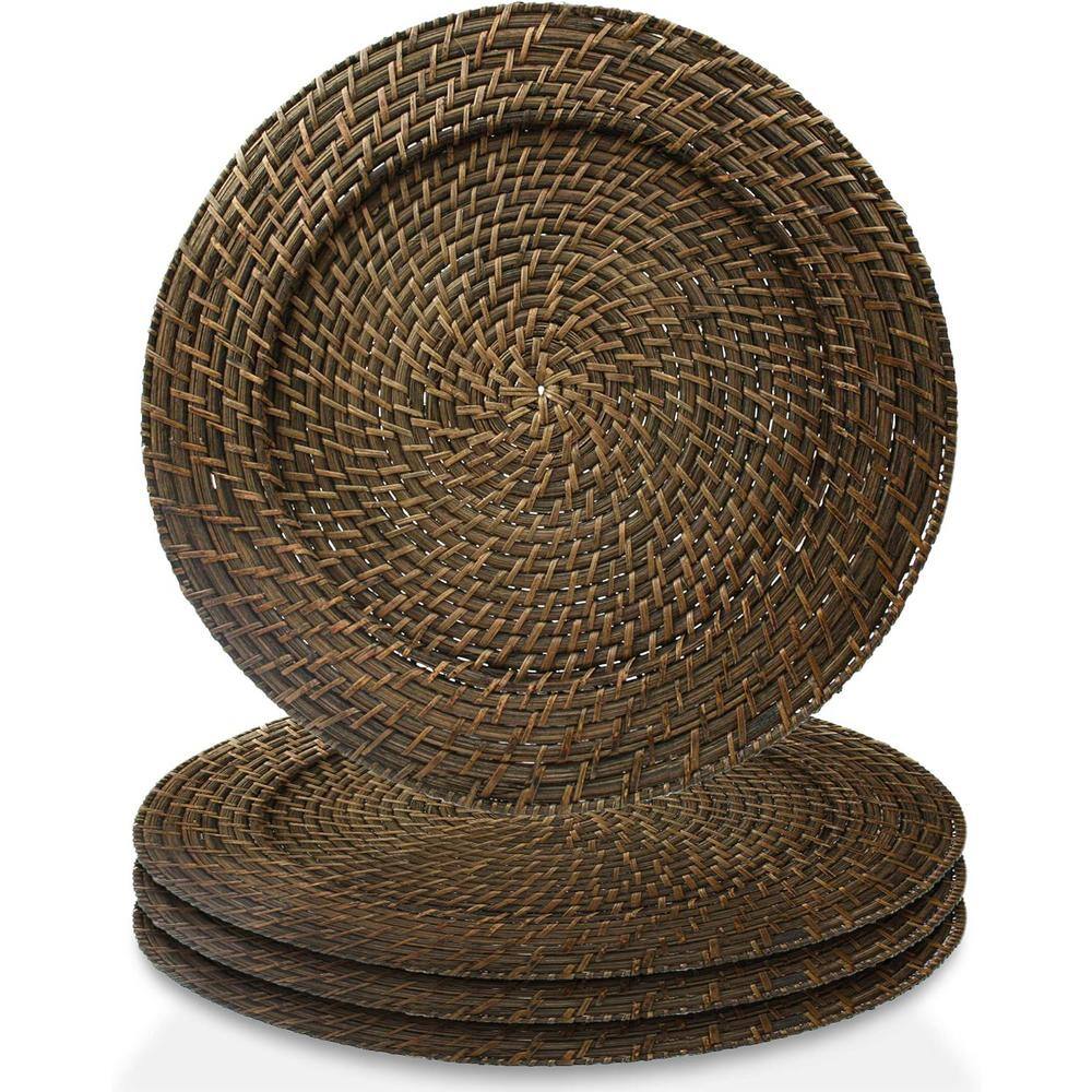 ChargeIt by Jay 13 in. D Round Rattan Charger (Set of 4)
