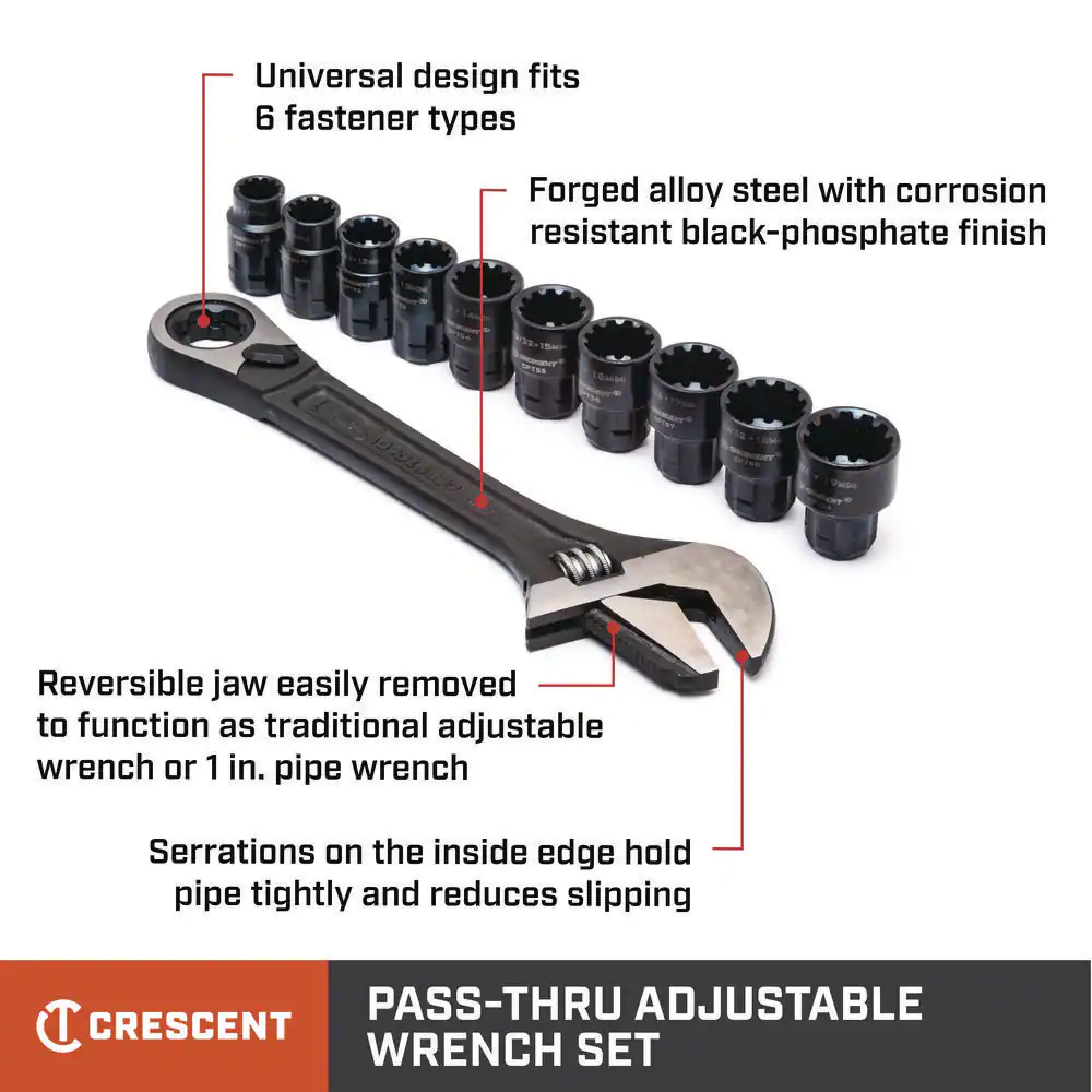 Crescent 3/8 in. Drive Pass-Thru Adjustable Wrench Set (11-Piece)