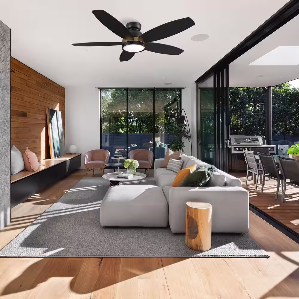 CARRO Levi 48 in. Dimmable LED Indoor/Outdoor Black Smart Ceiling Fan with Light and Remote, Works with Alexa/Google Home