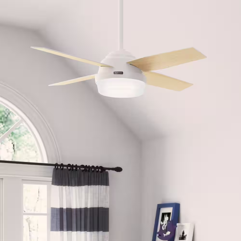Hunter Dempsey 44 in. LED Indoor Fresh White Ceiling Fan with Universal Remote