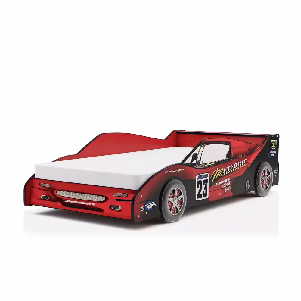 Furniture of America Verrett Red Twin Race Car Bed