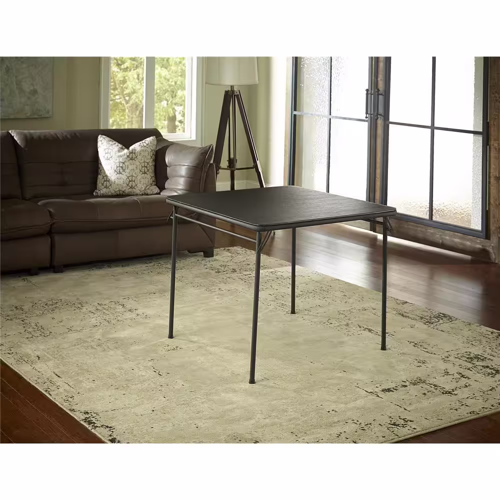 Cosco 34 in. Black Vinyl Top Folding Card Table