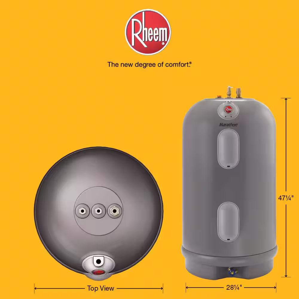Rheem Marathon 50 gal. Short 4500/4500-Watt Elements Non Metallic Lifetime Electric Tank Water Heater