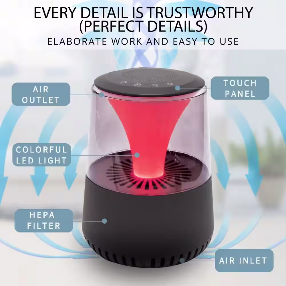 WBM SMART 12.9 in. Air Purifier 25dB Quiet Air Cleaner for Large Room Remove 99.99% Germs