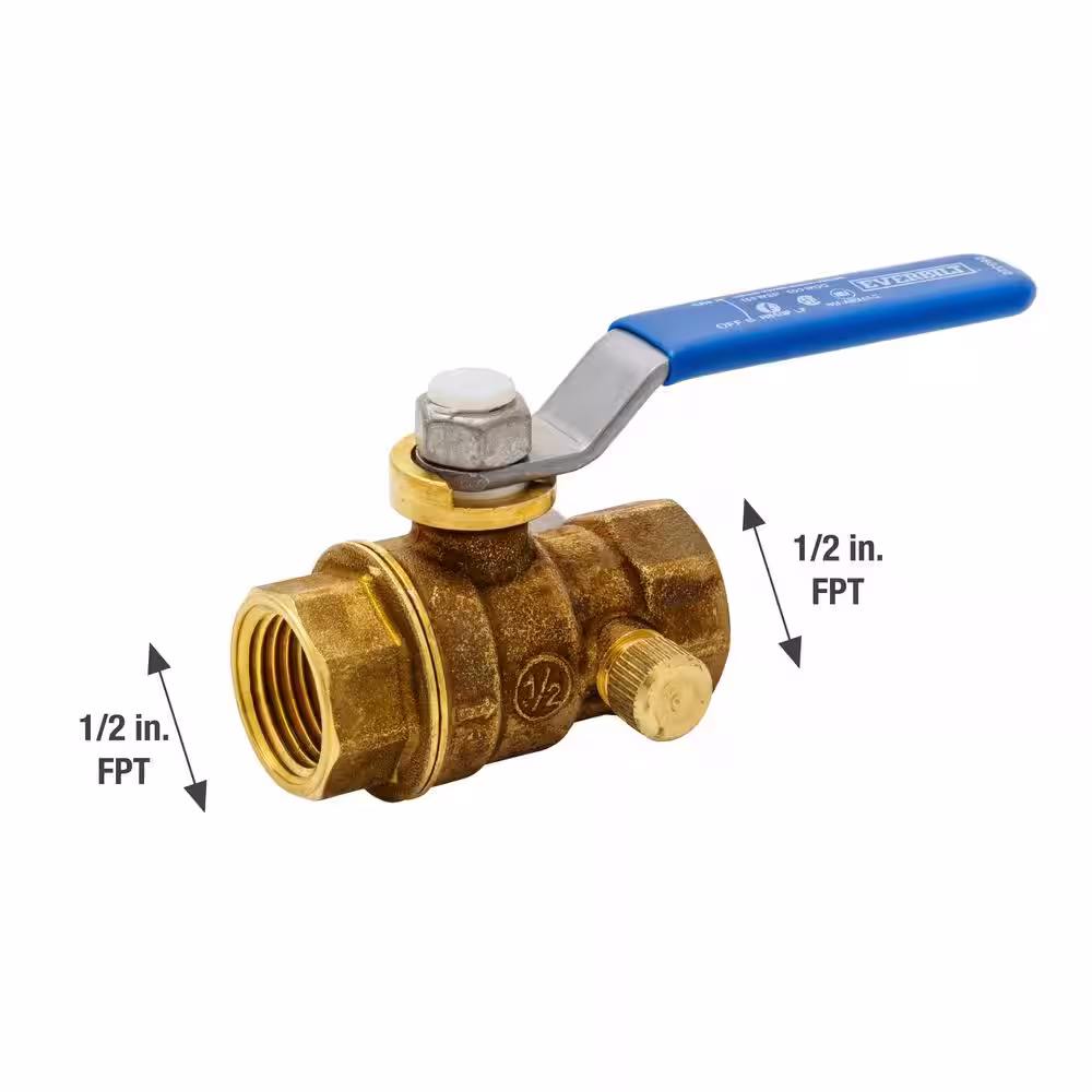 Everbilt 1/2 in. Forged Brass Threaded Ball and Waste Valve