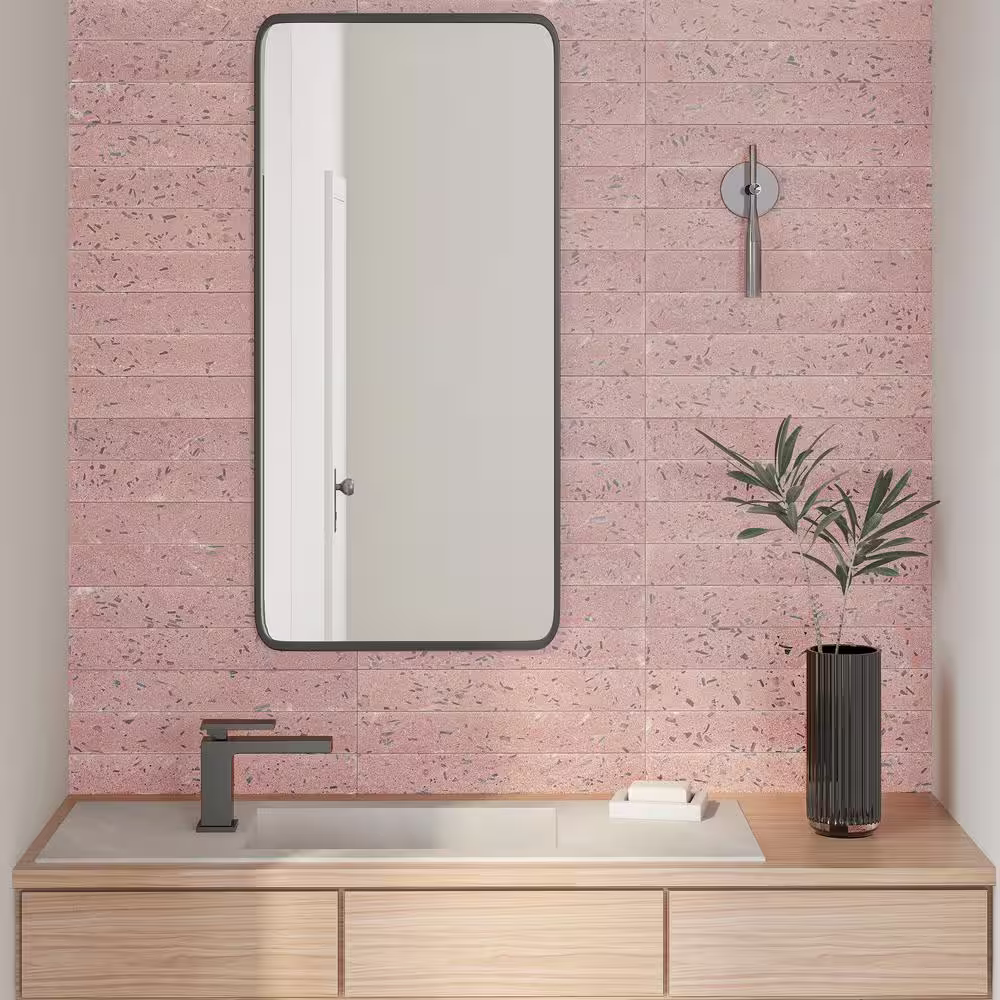 Ivy Hill Tile Fusion Brick Blush Pink 2.48 in. x 15.74 in. Natural Terrazzo Cement Subway Wall Tile (5.38 sq. ft./Case)