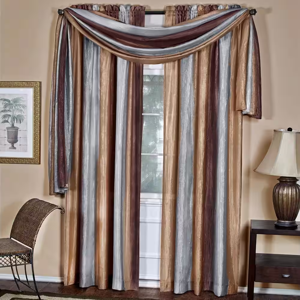 ACHIM Ombre 144 in. L Polyester Window Curtain Scarf in Chocolate