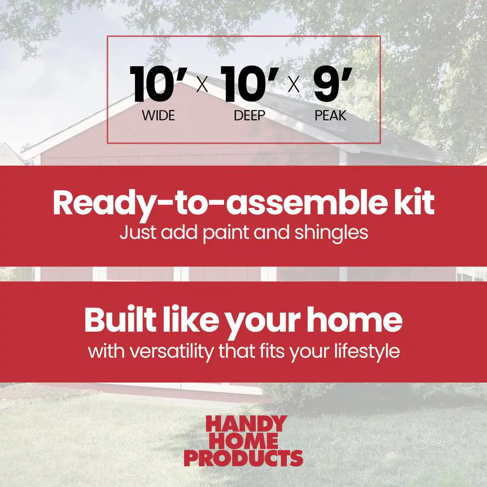 Handy Home Products Do-it Yourself Rookwood 10 ft. x 10 ft. Outdoor Wood Storage Shed with Smartside and Floor system Included (100 sq. ft.)