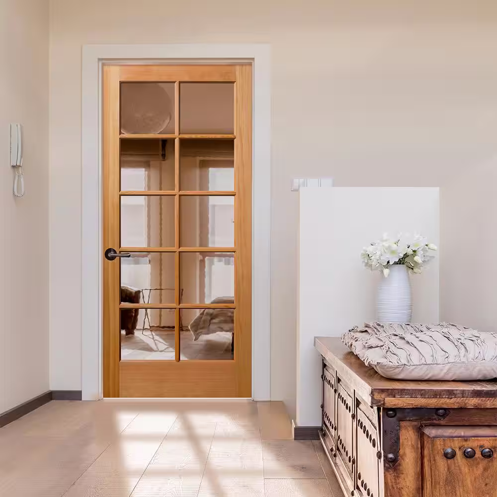 Builders Choice 36 in. x 80 in. Solid Core 10 Lite Clear Glass Unfinished Fir Wood Interior Door Slab