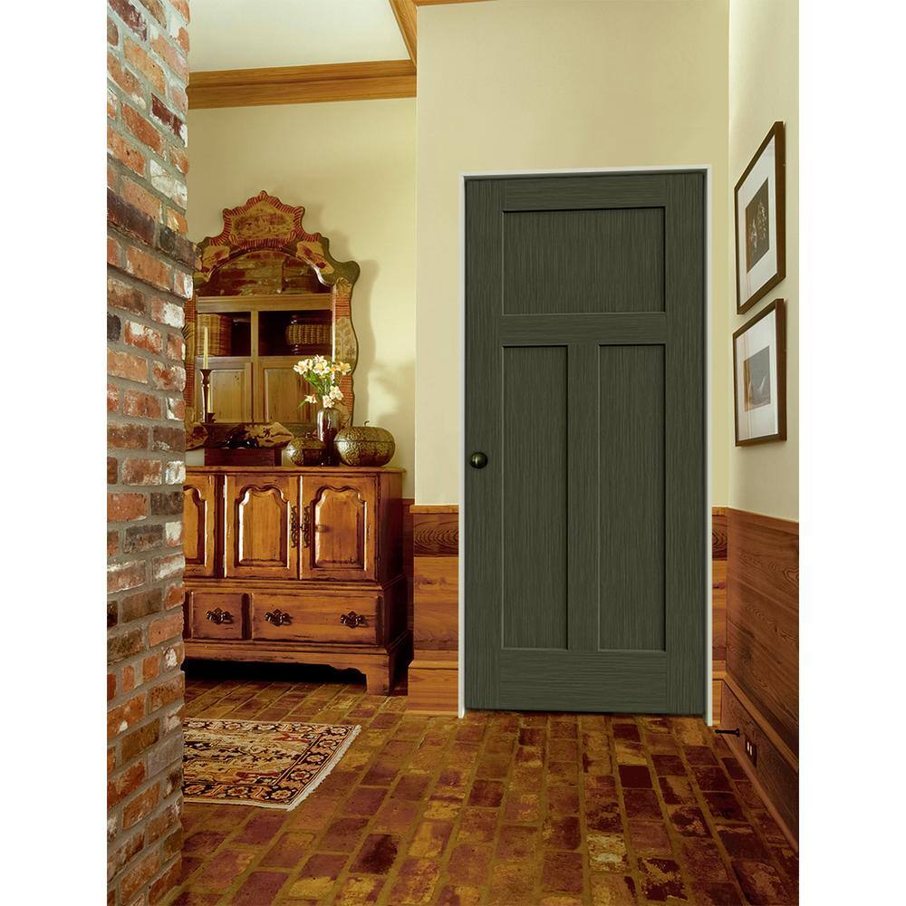 JELD-WEN 36 in. x 80 in. Craftsman Juniper Stain Right-Hand Solid Core Molded Composite MDF Single Prehung Interior Door