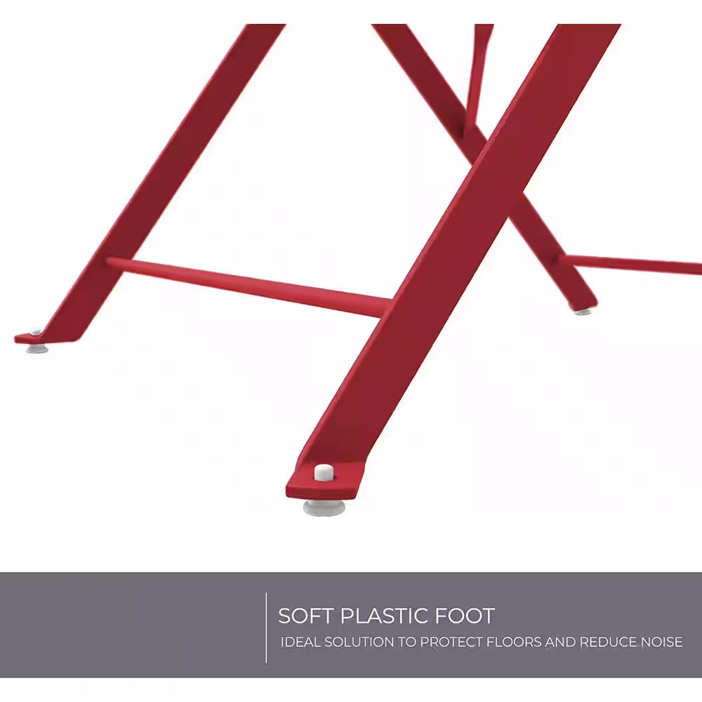 None 3-Piece Metal Steel Outdoor Patio Bistro Set Folding Patio Furniture Sets in Dark Red