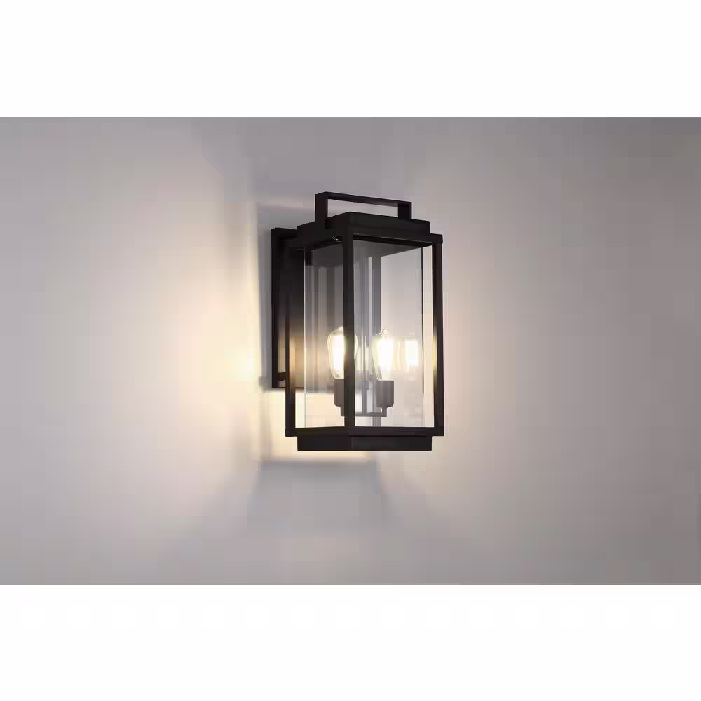 GLUCKSTEINELEMENTS Rockwell 2-Lights Black Outdoor Transitional Wall Sconce