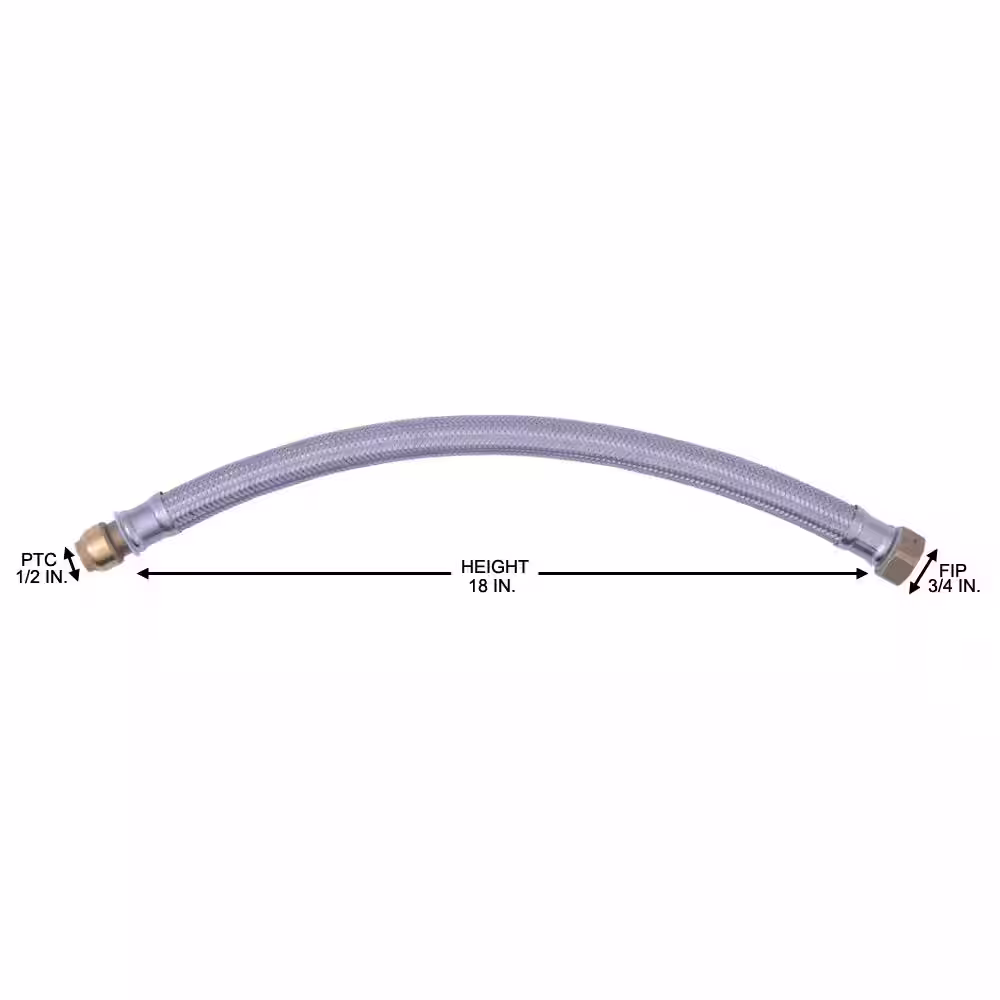 SharkBite 1/2 in. Push-to-Connect x 3/4 in. FIP x 18 in. Braided Stainless Steel Water Heater Connector