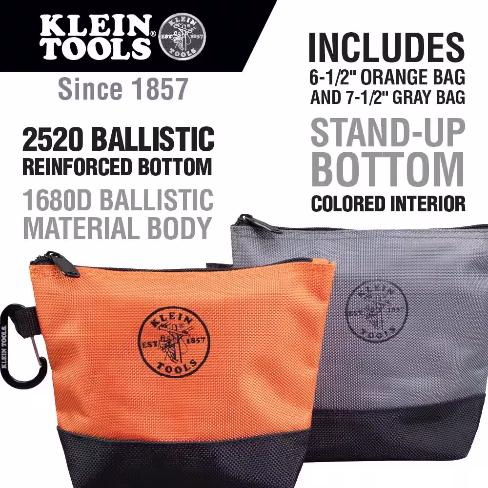 Klein Tools 9 in. Stand-Up Zipper Tool Bag (2-Pack)