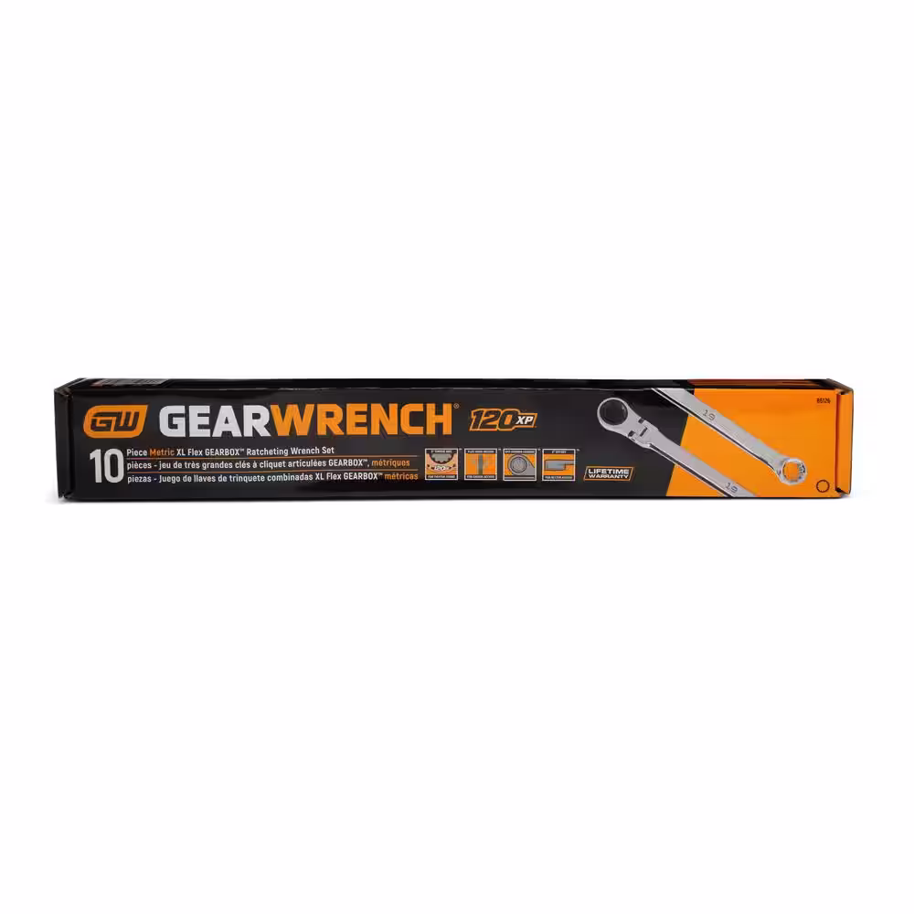 GEARWRENCH 120XP Universal Spline Metric XL Flex-Head Gearbox Ratcheting Wrench Set (10-Piece)