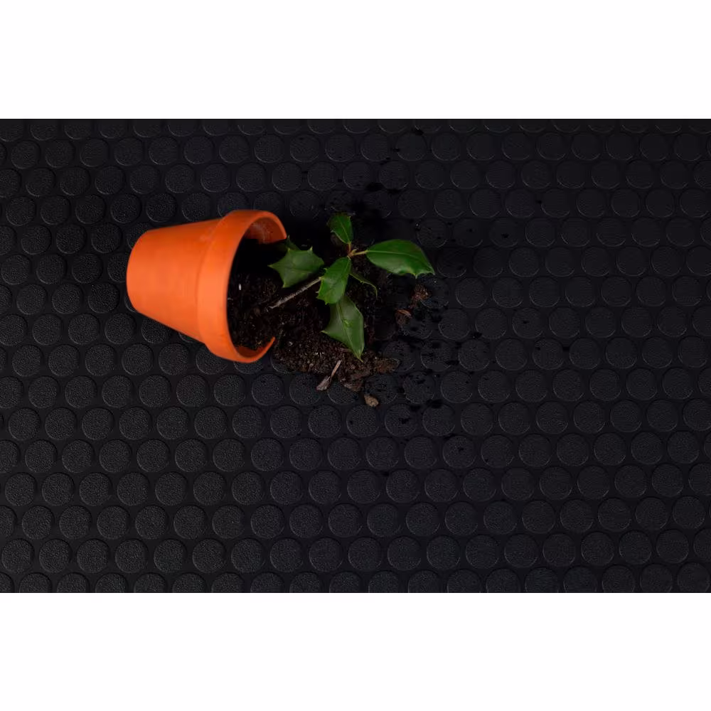 G-Floor Shed Flooring Midnight Black Small Coin Commercial Vinyl Sheet Flooring (8 ft. W x 12 ft. L)