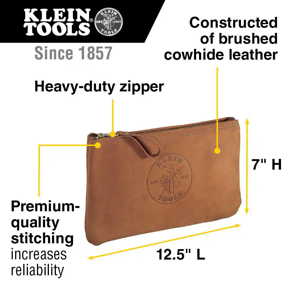 Klein Tools 12-1/2 in. Leather Zipper Bag