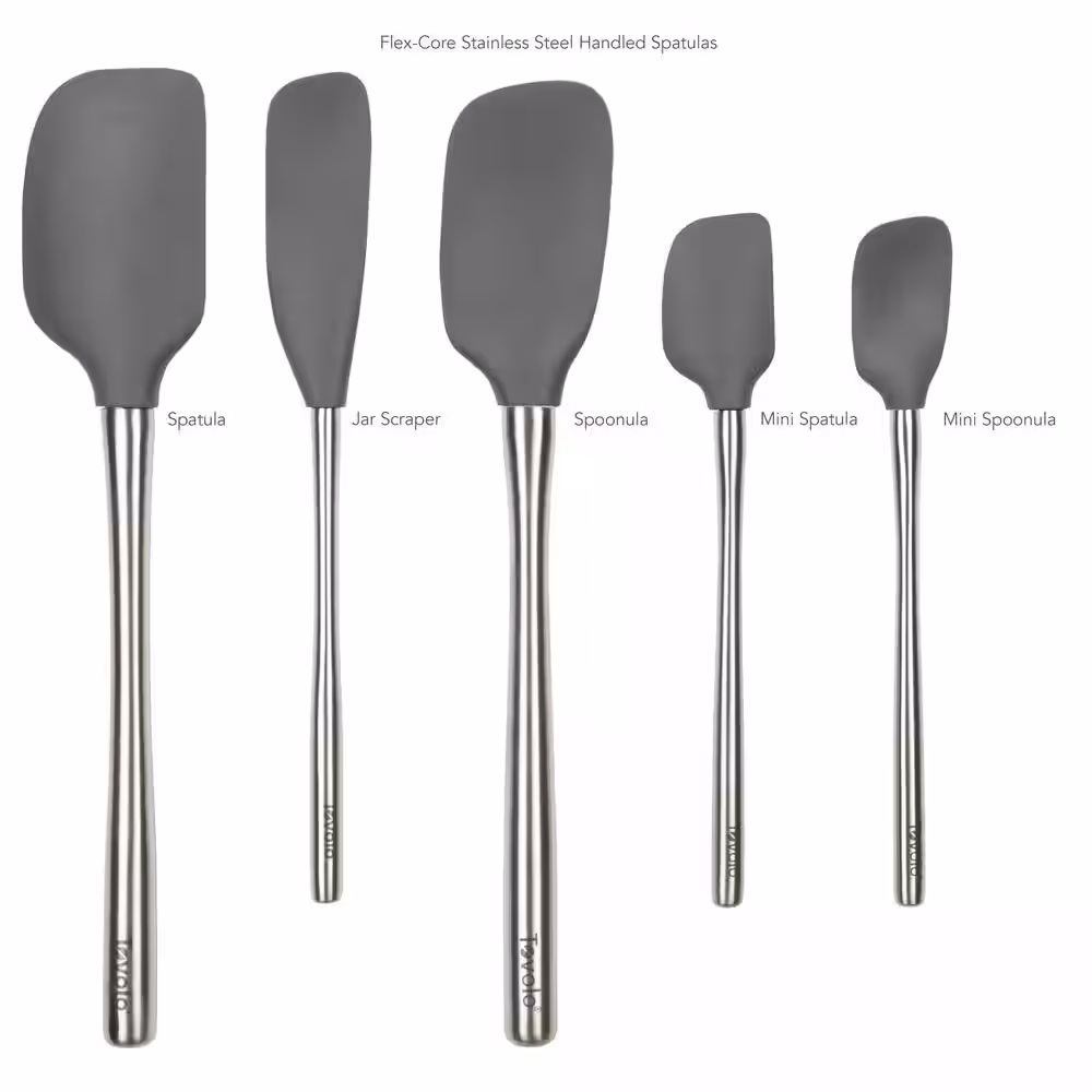 Spectrum Flex-Core Charcoal Stainless Steel Handled Spatula for Meal Prep (Set of 5)