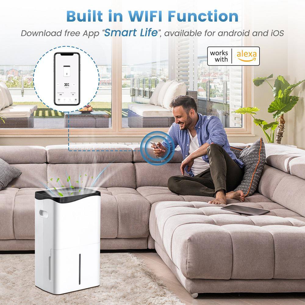 Gymax 5500 sq. ft 100-Pints Dehumidifier for Large Room Smart WiFi Dehumidifier for Basement and Home