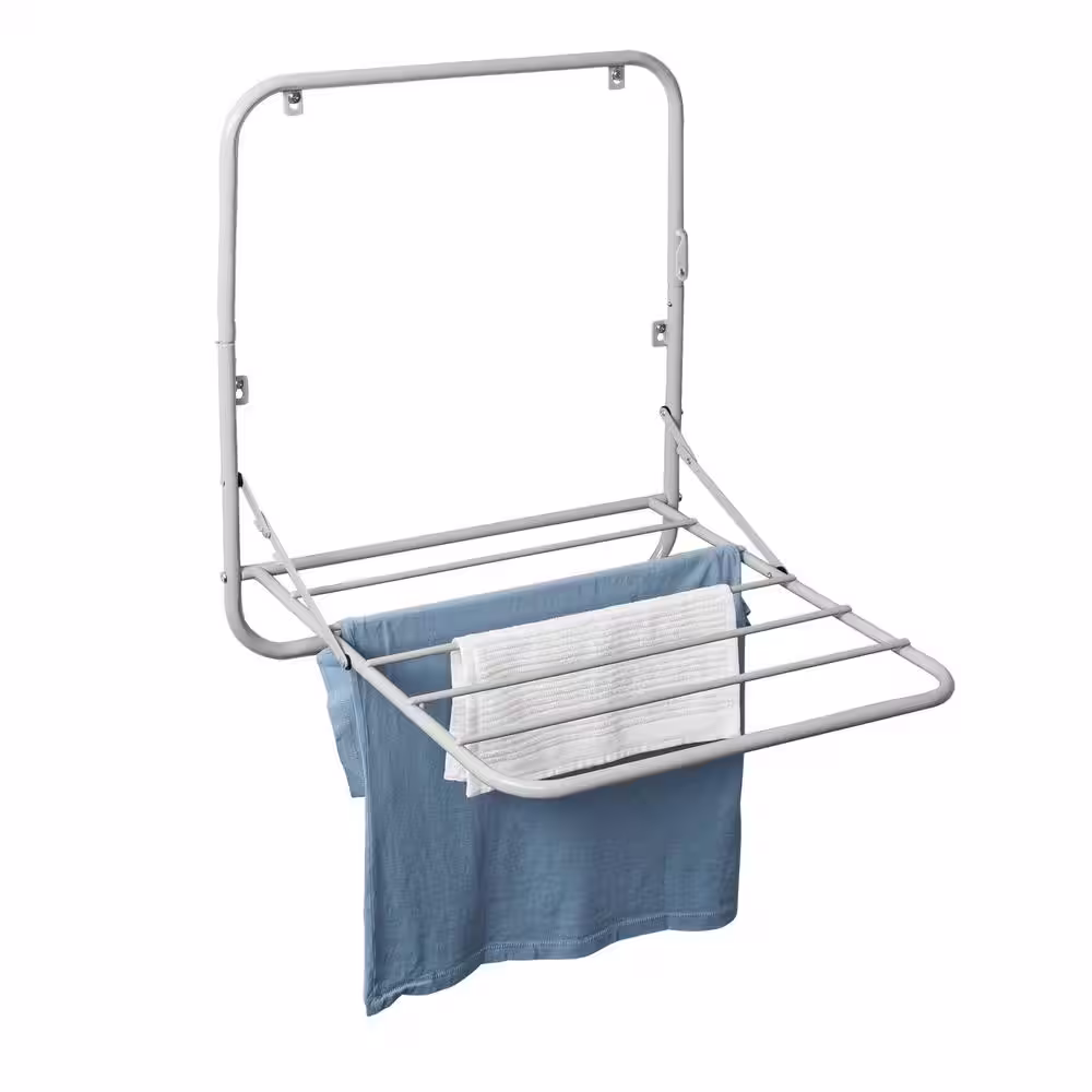 Honey-Can-Do 24.25 in. H x 21 in. W x 18.5 in. D Collapsible Wall-Mounted or Over-the-Door Steel Clothes Drying Rack in Gray