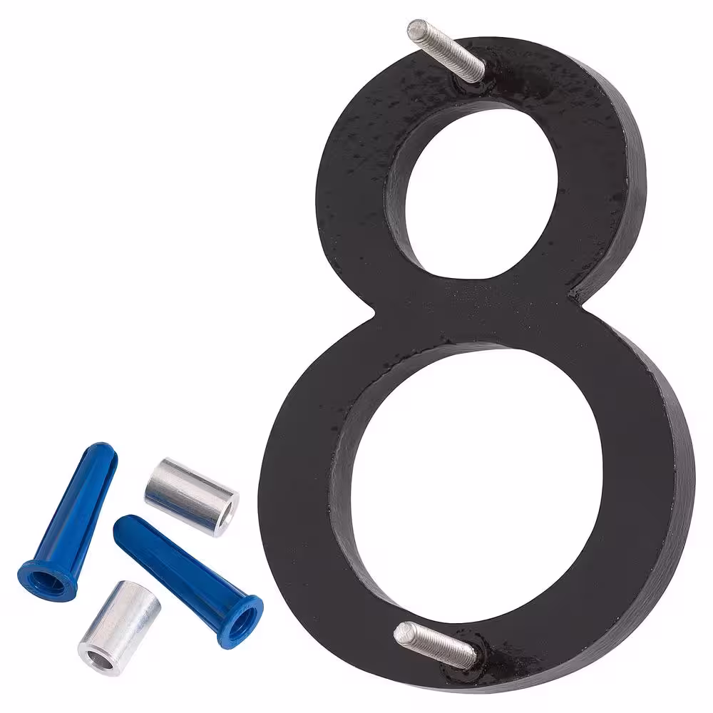 Montague Metal Products 8 in. Black Aluminum Floating or Flat Modern House Number 8